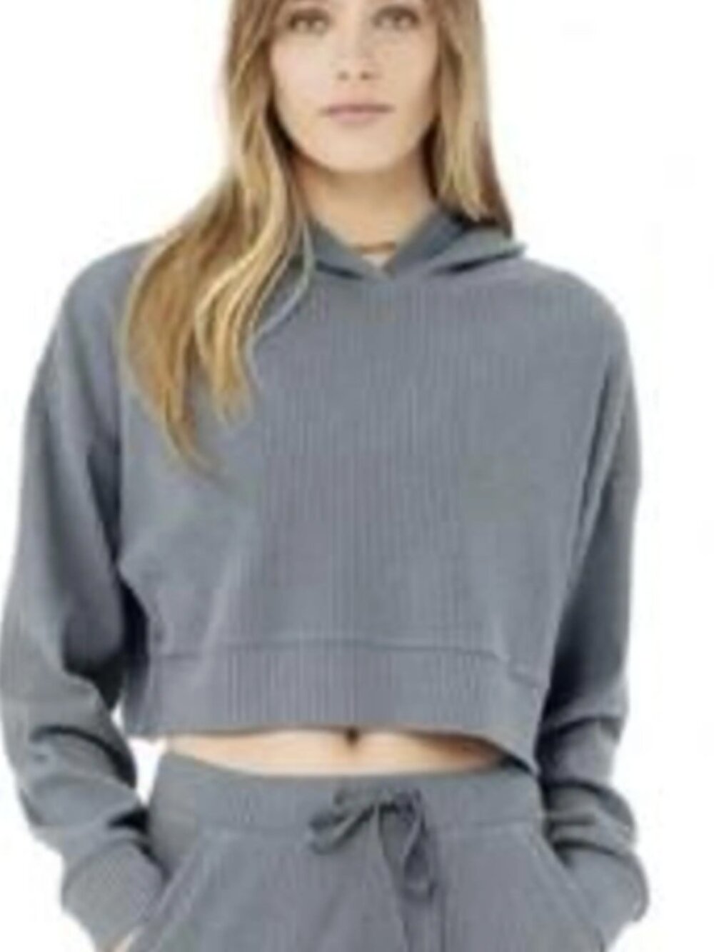 ALO Yoga Dark Grey Muse Cropped Hoodie